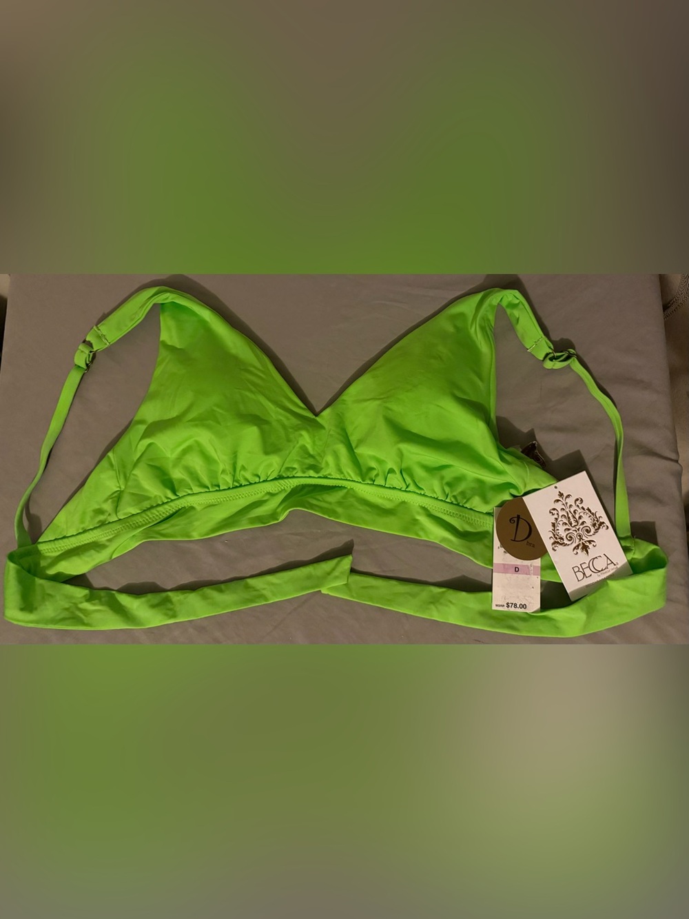 BECCA Neon Lime Triangle Bikini Top
